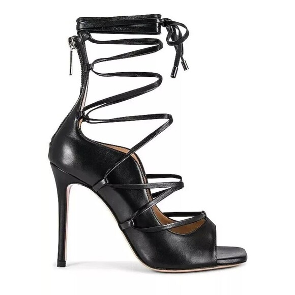 Revolve LITA by Ciara Solid Strappy Leather Heel Sandal In Black Sz EU 41 US 10 - Picture 1 of 11